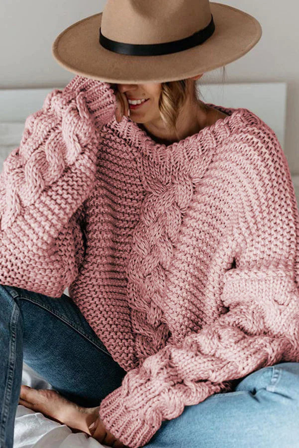 Street-Wave Chunky Knit Sweater For Women, Cozy Structured Cable Knit, Autumn Wardrobe Essential