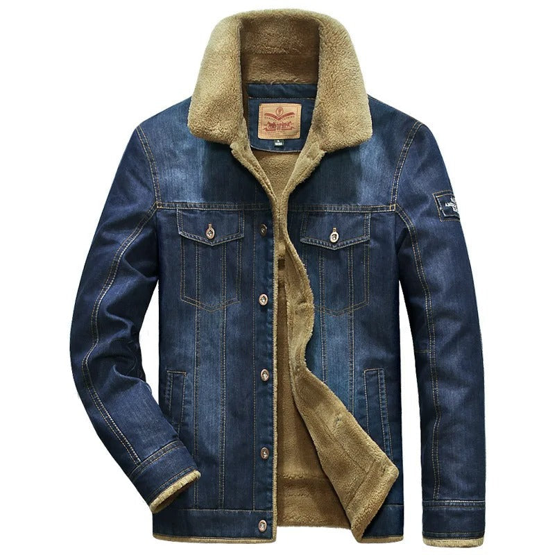 Street-wave Insulated Denim Jacket For Men Warm Fleece-Lined Style That Lasts, Ideal For Cold City Days