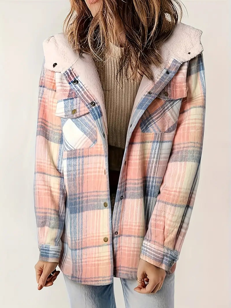 Street-wave Winter Plaid Zip Jacket For Women Cozy Warmth And Effortless Style For Everyday Wear