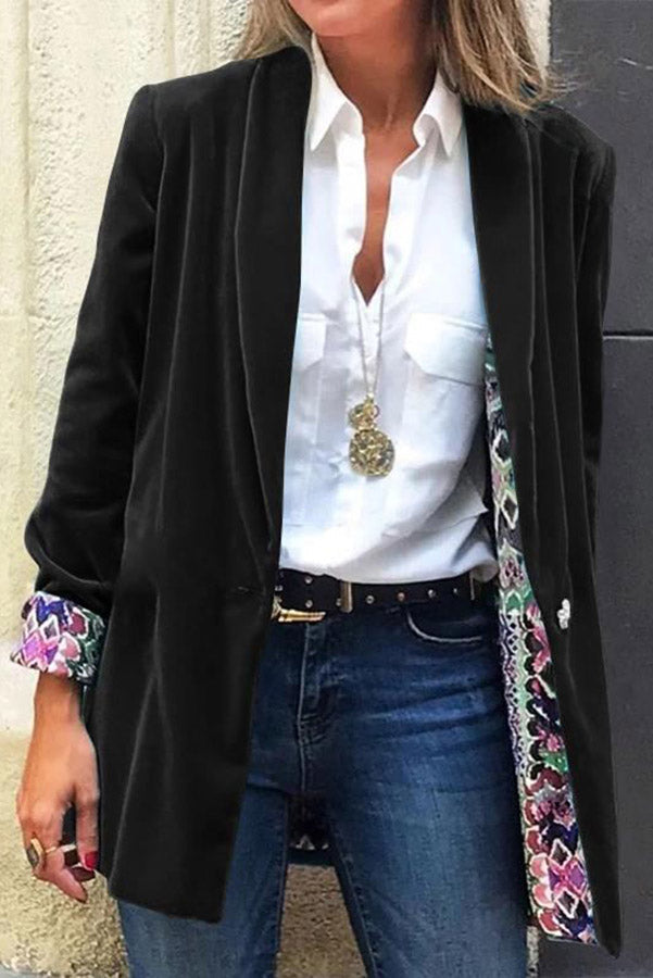 Street-wave Reversible Retro Print Blazer For Women Versatile Timeless Style And Everyday Comfort
