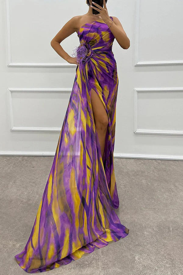 Street-Wave Audrey Bold One-Shoulder Slit Maxi Dress For Women