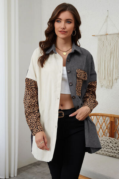 Street Wave Leopard Print Jacket With Stretchy For Women