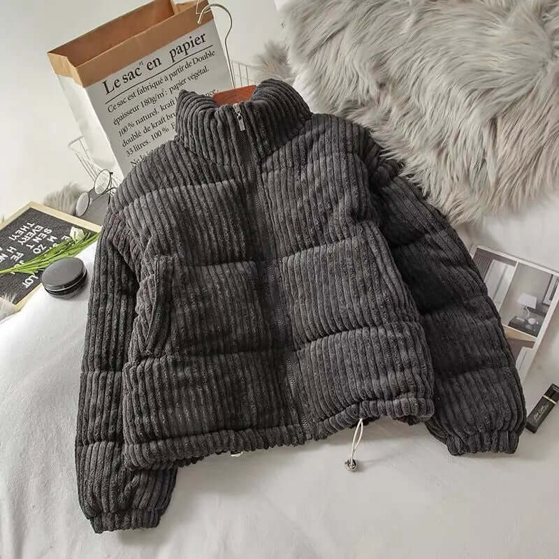 Street Wave Womens Casual Zip Up Jacket Cozy Puffer Style For Autumn And Spring Everyday Wear