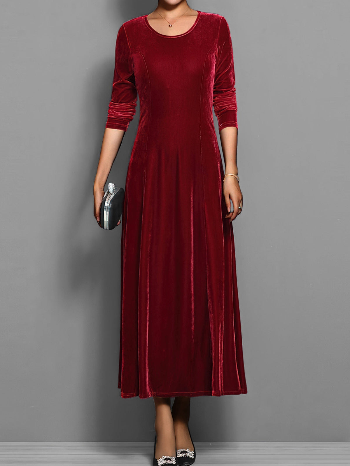 Women's Velvet Dress with Classic Design and Elegant Fit