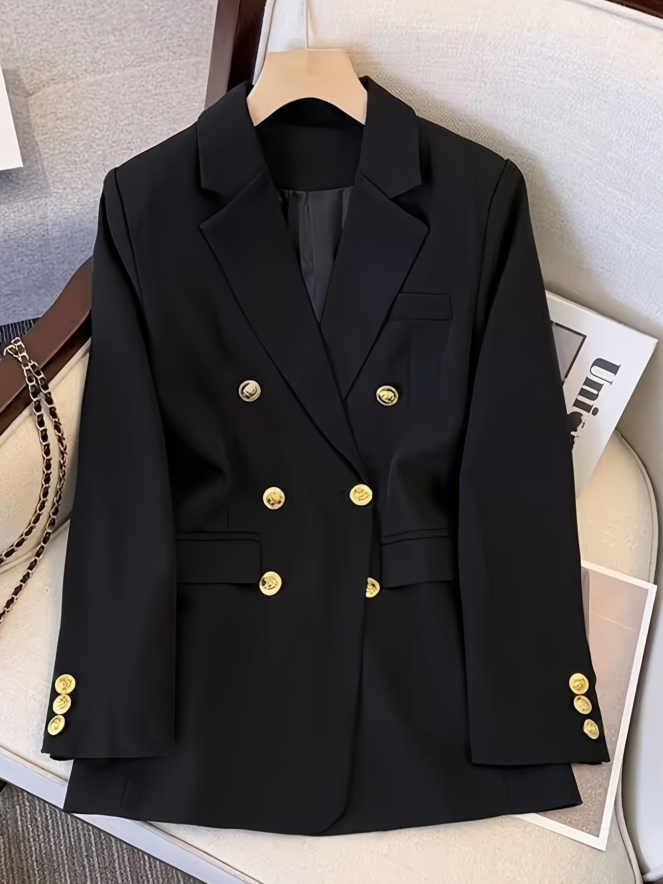 Street Wave Slim Fit Women Blazer With Gold Buttons Elegant Office Ready Professional