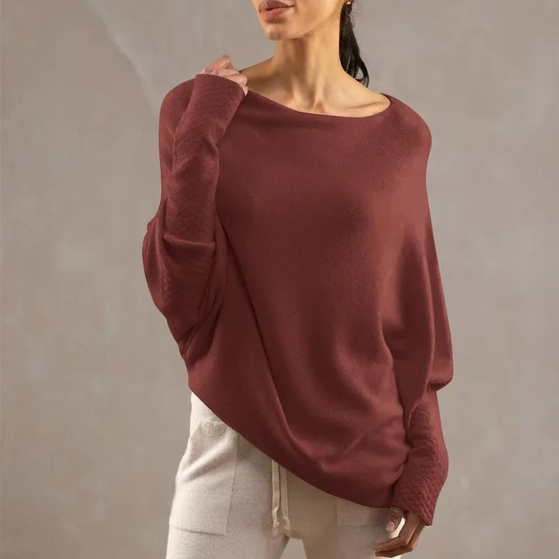 Street-Wave Soft Off-Shoulder Knit Pullover For Women Premium Cozy Comfort And Effortless Style