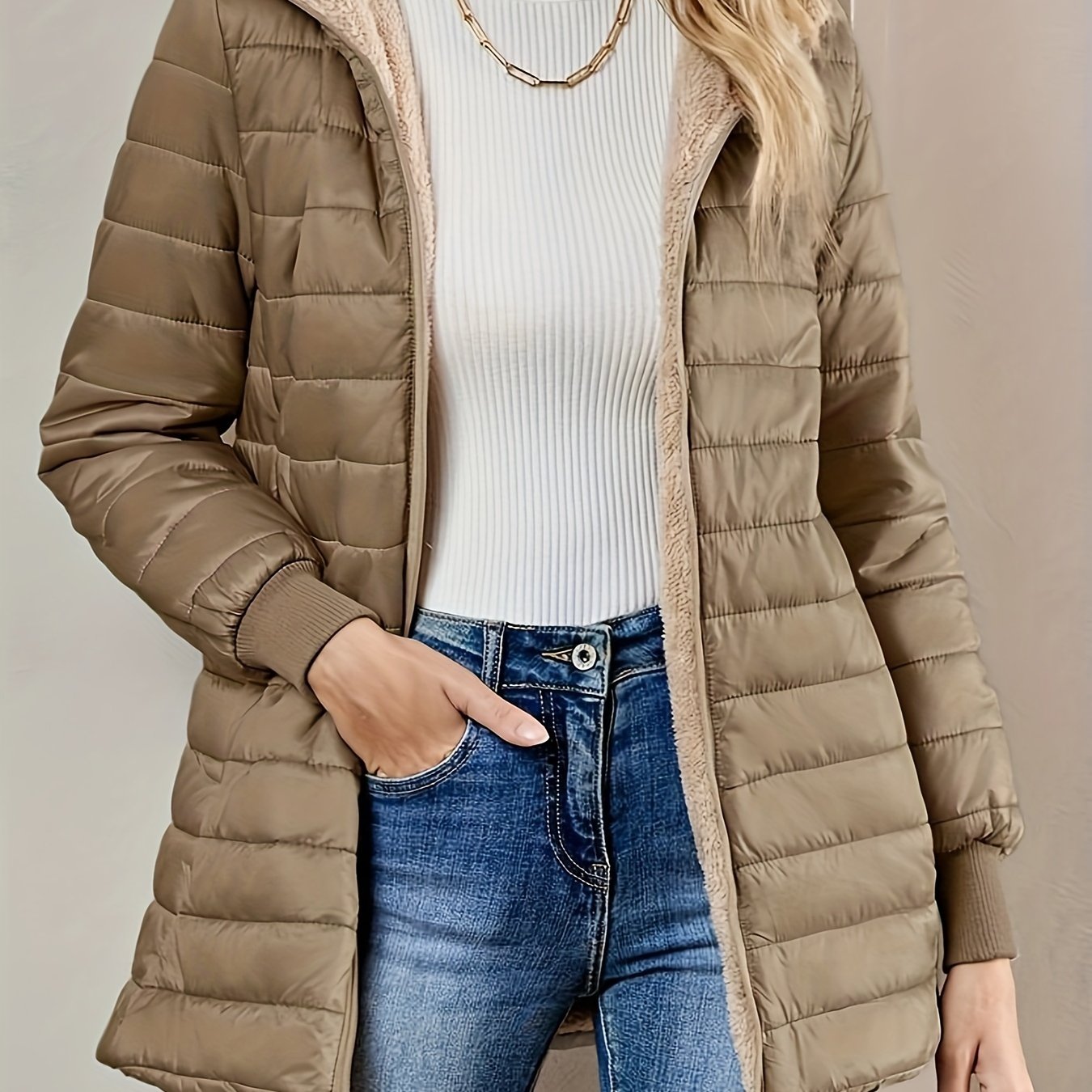 Street-Wave Fleece-Lined Zip Jacket for Urban Wearers Cozy Warmth Durable Puffer Style