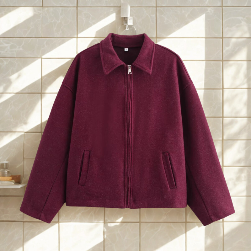 Street Wave Women Short Jacket With Pointed Collar And Front Zip For Effortless Everyday Style