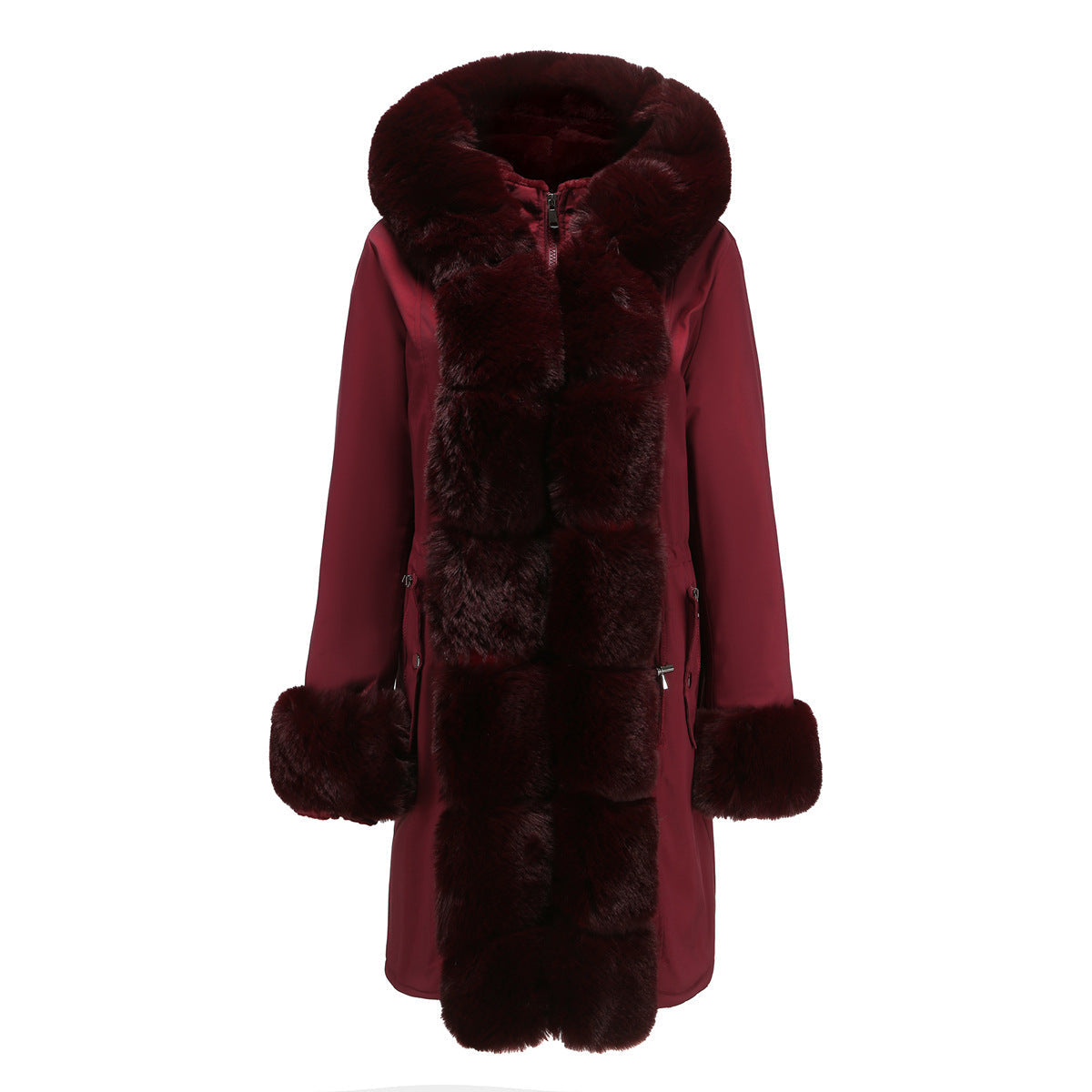 Lux Quilted Parka With Removable Fur Collar For Women Street Wave