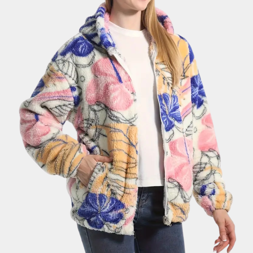 Street-wave Floral Hooded Winter Jacket For Women Cozy Warmth With Classic Floral Print