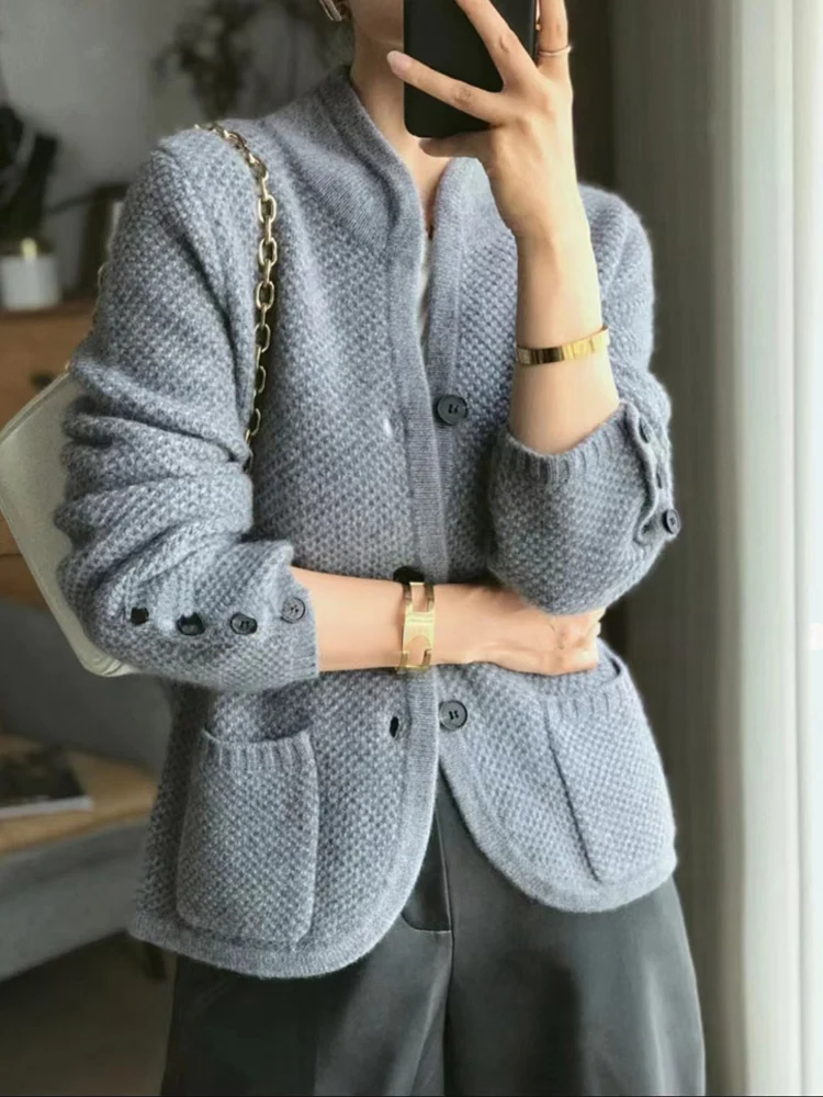 Streetwave High Collar Knit Cardigan For Women, Elegant Warmth And Cozy Comfort, Premium Knitwear