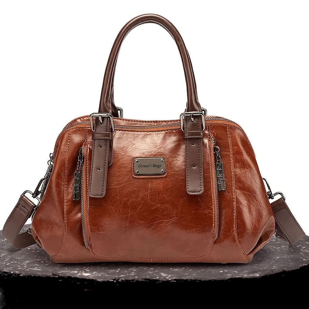 Pamela - Vegan Leather Dome Handbag - Street-Wave