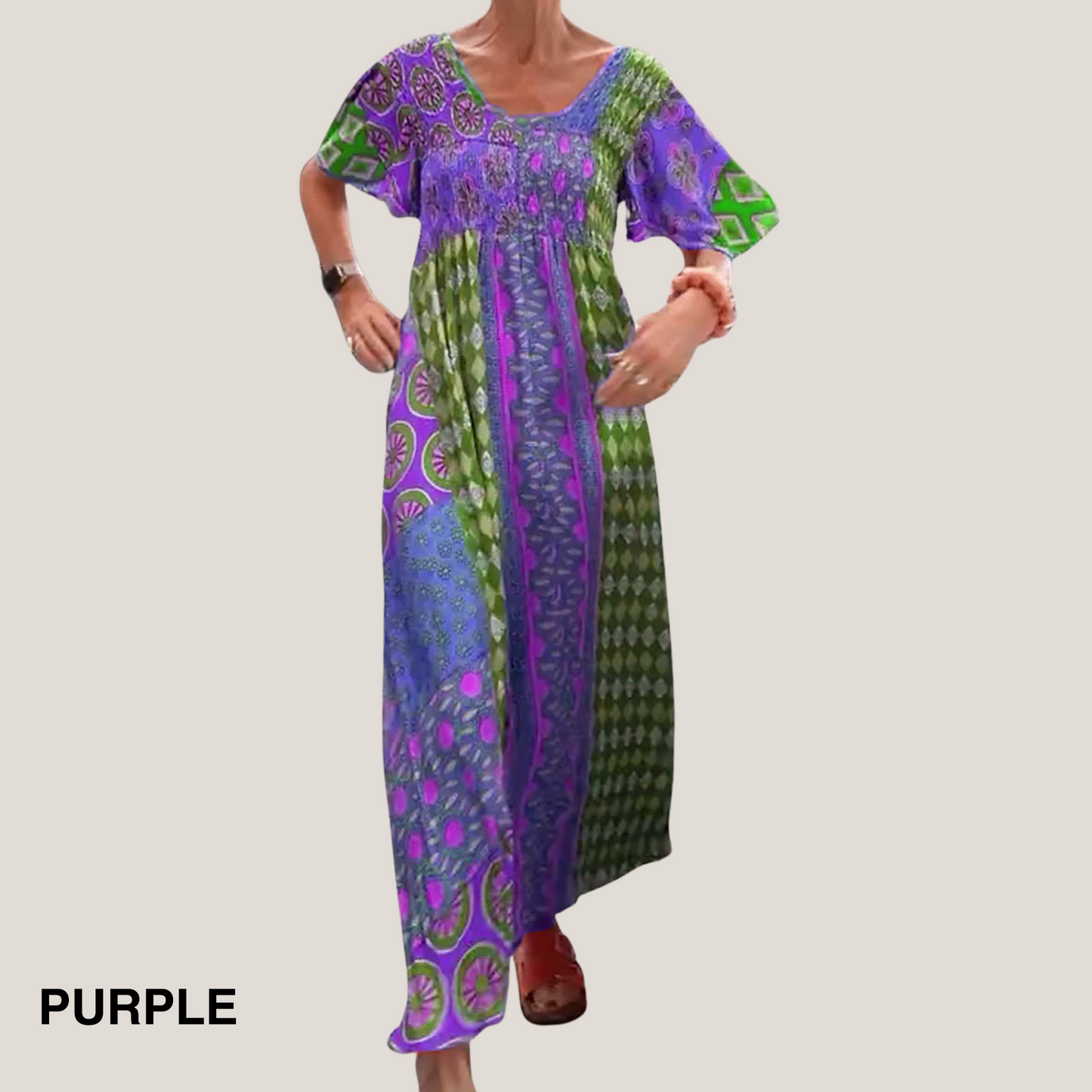 Women's Paisley Midi Dress with Flowy Design and Versatile Style