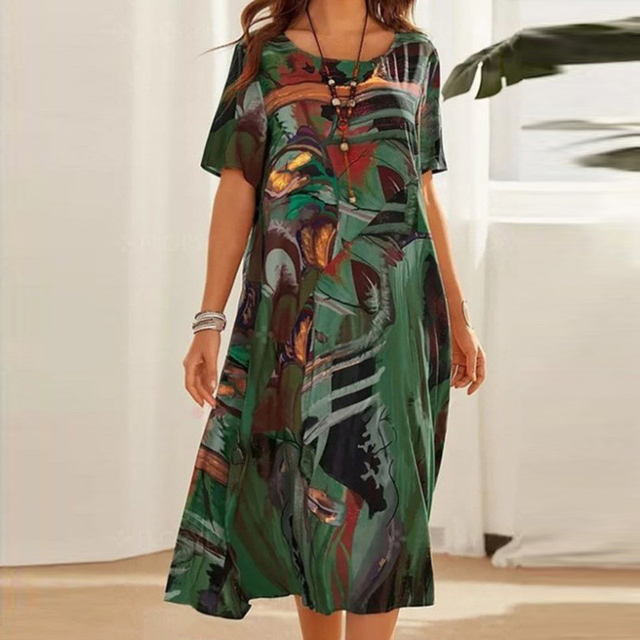 Dina Dress By Street-Wave Breathable All-Day Comfort For Women With Modern Elegant Abstract Print