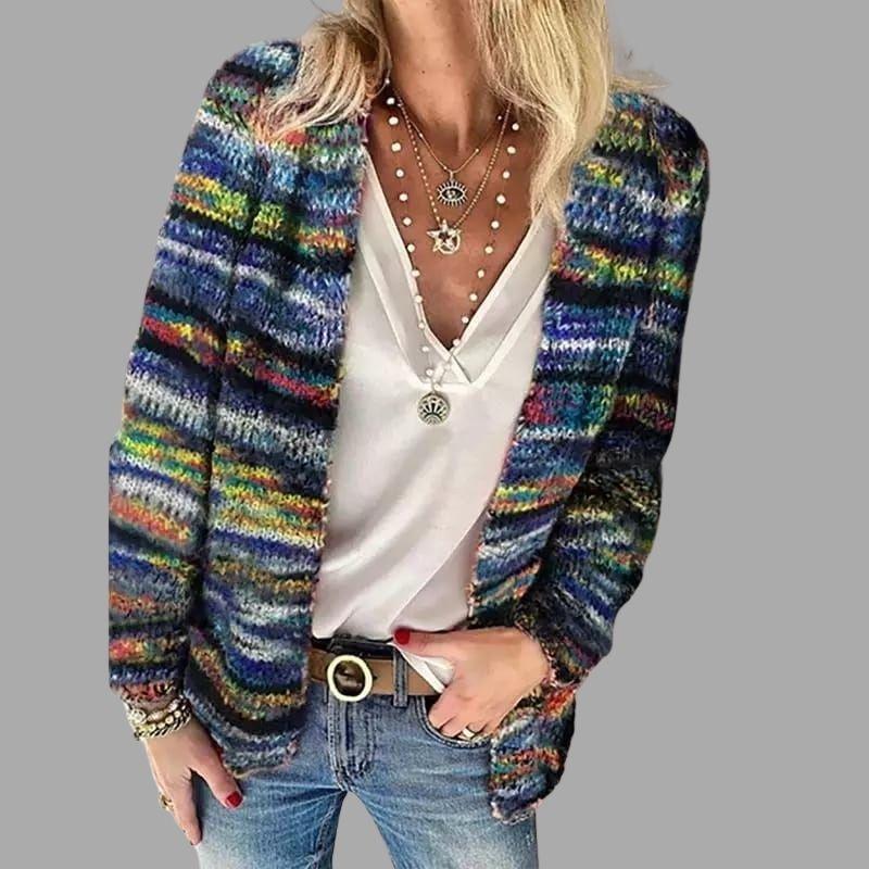 Street Wave Colorful Knit Cardigan For Women Cozy Stylish Layering Essentials For Daily Wear