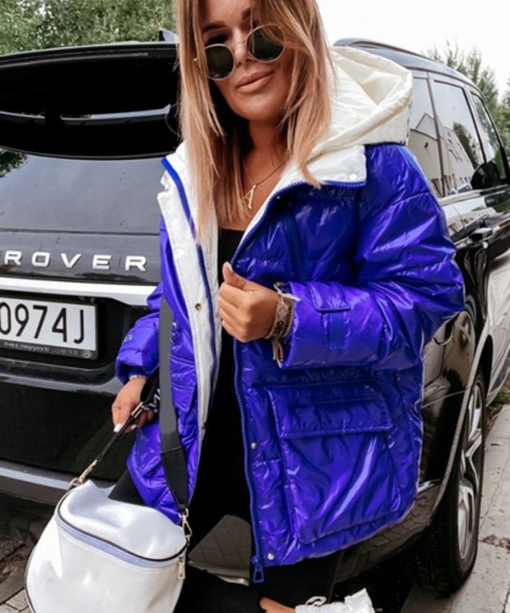 Street-Wave Womens Puffer Jacket Water-Resistant Hooded Insulated With Zippered Pockets