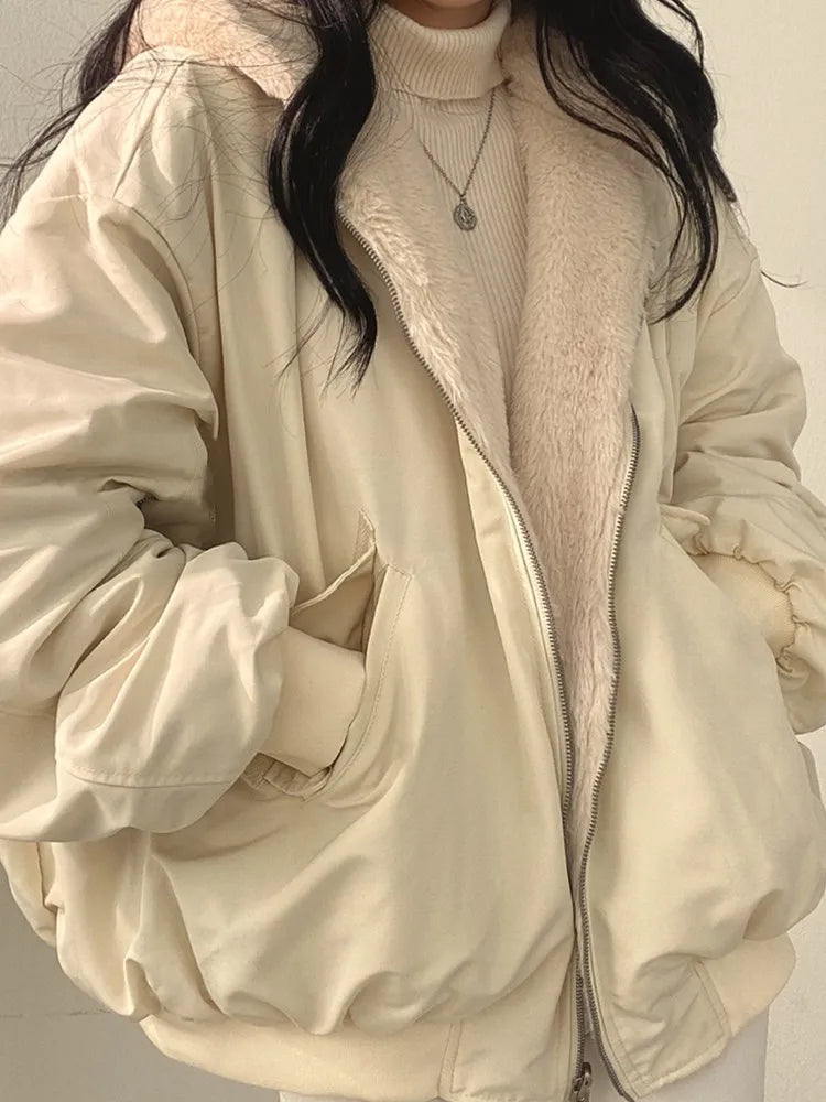 Street Wave Vintage Bliss Winter Jacket Reversible Warm Cozy Oversized Hooded AllWeather Women