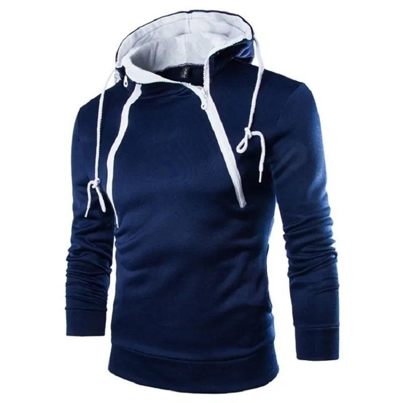 Street-wave Hooded Sweatshirt High Neck Design Cozy Streetwear For Men And Women