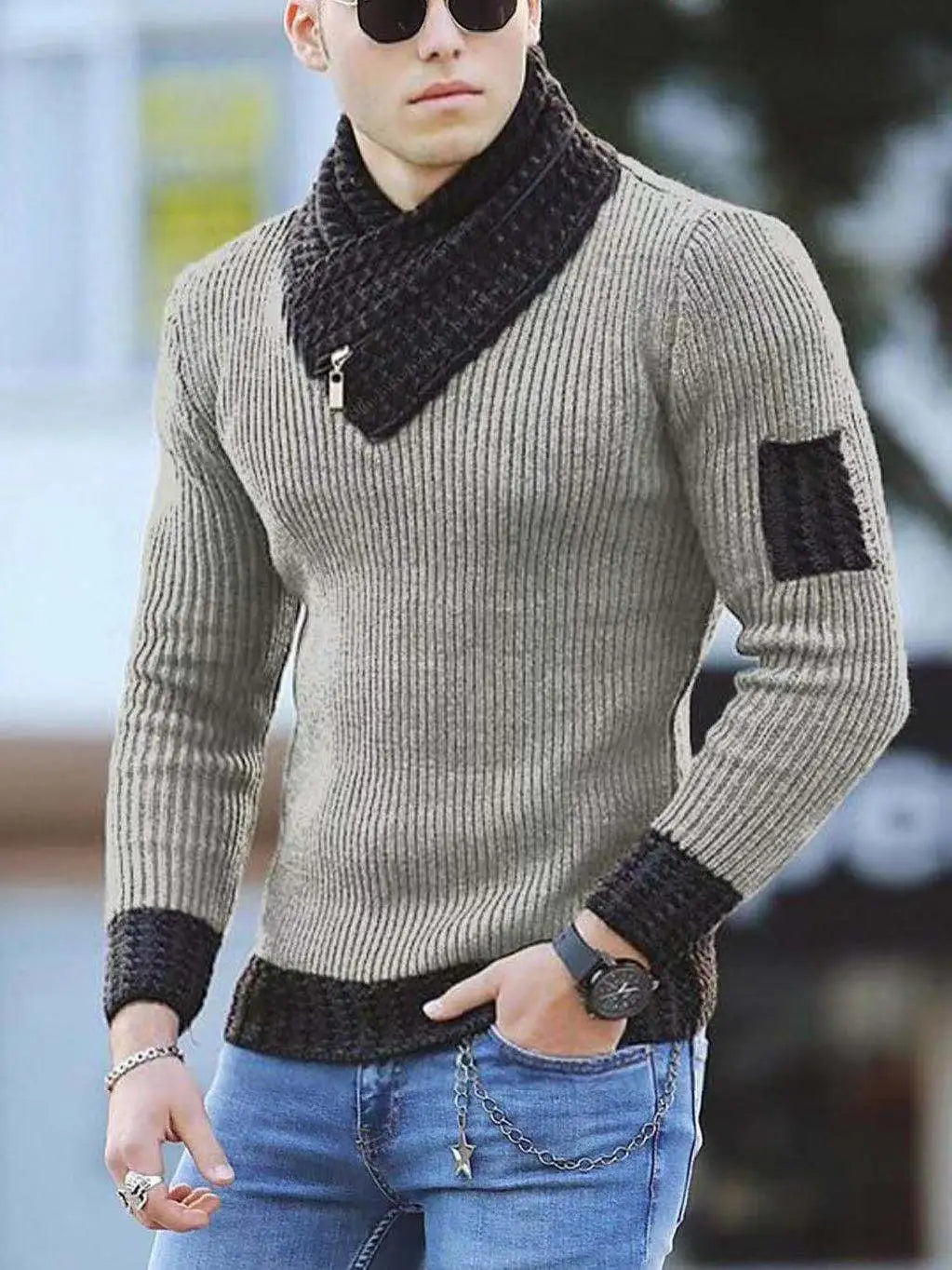 Street-Wave High Collar Wool Sweater For Men Warm Vintage Knit Winter Fashion Essentials Urban Everyday Cozy Layering