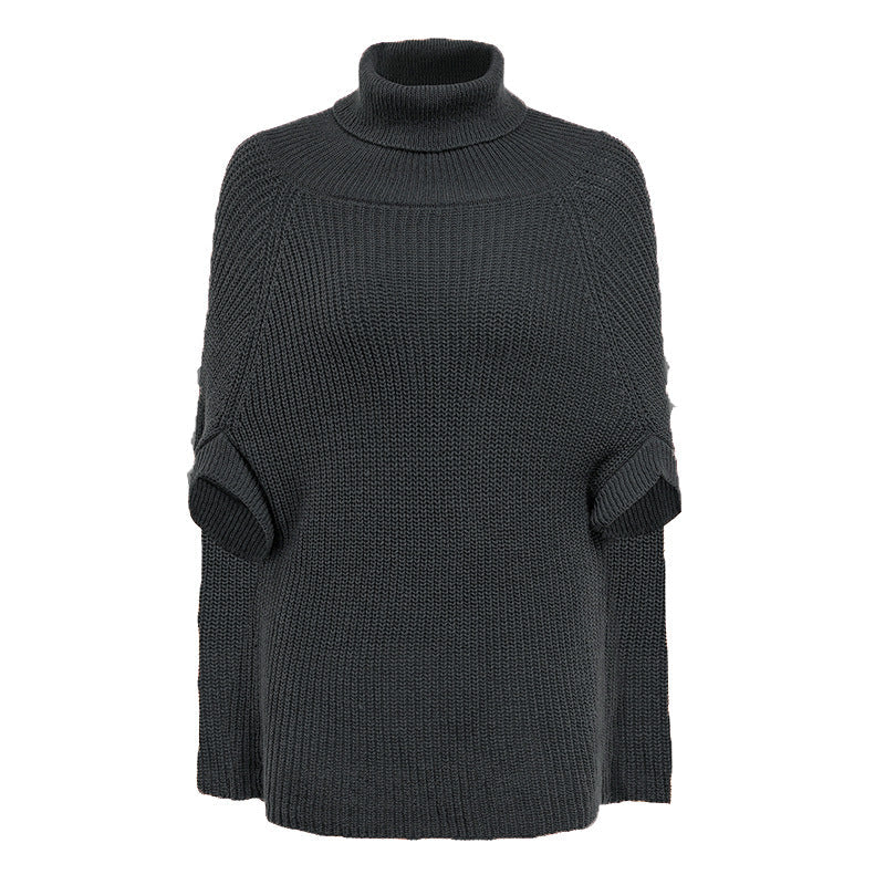 Street-wave Womens High Collar Knit Pullover With Exclusive Crochet Pattern For Everyday Style