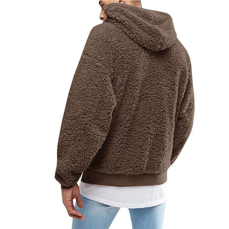 Street-Wave Mens Teddy Fleece Hoodie Pullover With Hood And Elastic Hem For Men Cozy Warmth