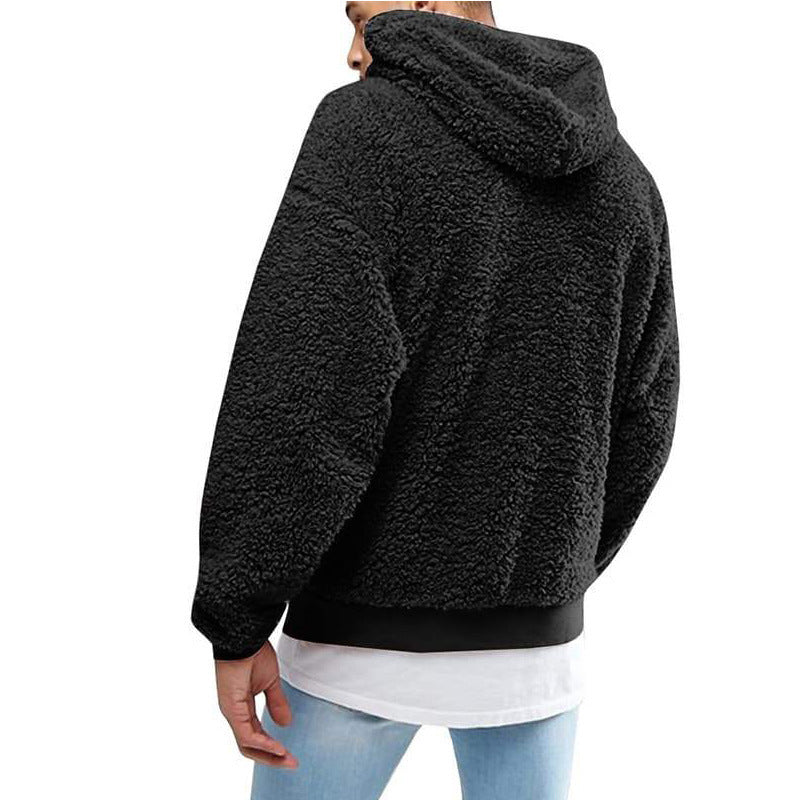 Street-Wave Mens Teddy Fleece Hoodie Pullover With Hood And Elastic Hem For Men Cozy Warmth