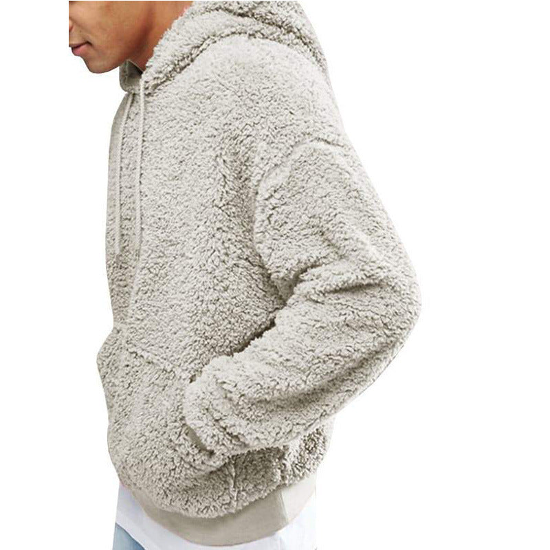 Street-Wave Mens Teddy Fleece Hoodie Pullover With Hood And Elastic Hem For Men Cozy Warmth