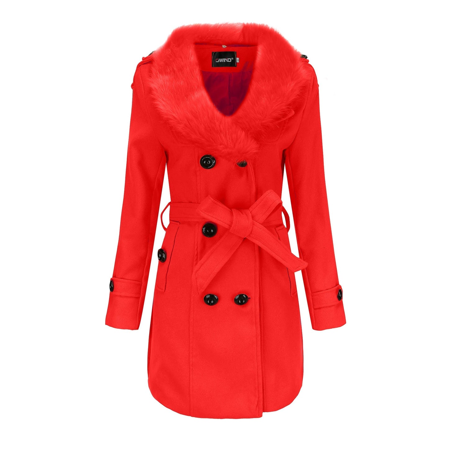 Women Trench Coat With Faux Fur Collar Waist Belt By Streetwave Water Repellent Luxury