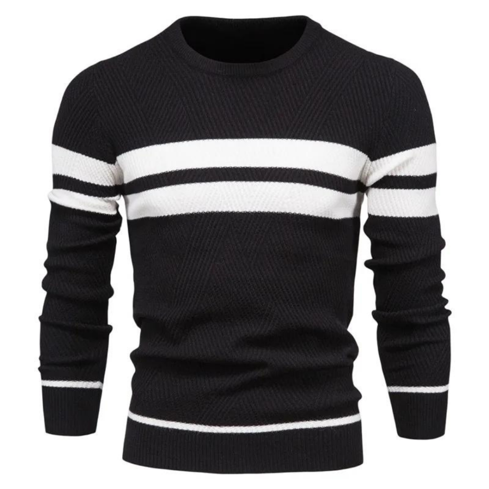 Street-wave Men's Wool Knit Sweater for Cold Weather - Hundred Percent Wool, Cozy Warmth, Classic Crew Neck