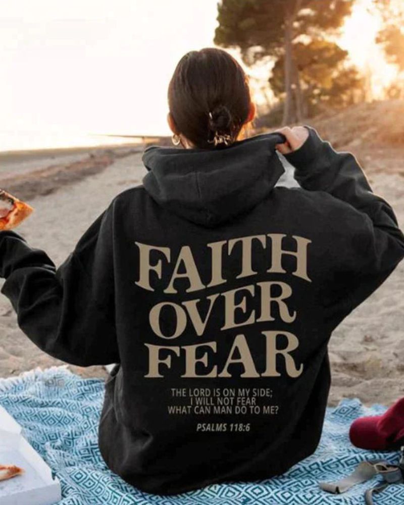 Faith Over Fear Hoodie By Streetwave Unisex Cozy Confidence Boosting Streetwear For Courageous Fans