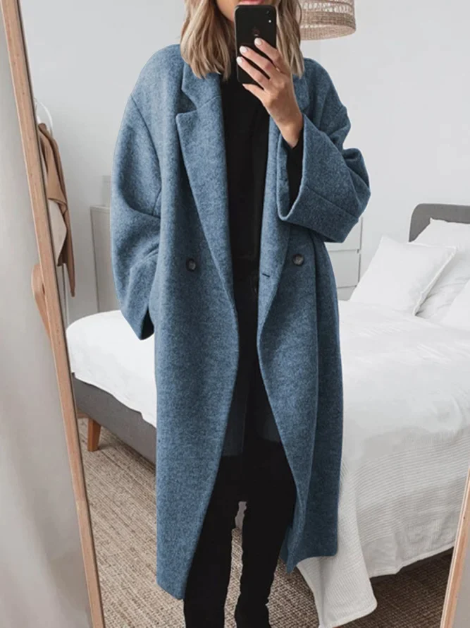 Street-wave Long Wool Coat for Women With Elegant Collar Ultra Cozy Winter Outerwear