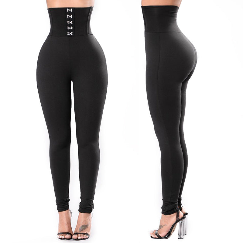 Street-wave Women's High Waisted Leggings With Decorative Button Detail For Flattering Comfort