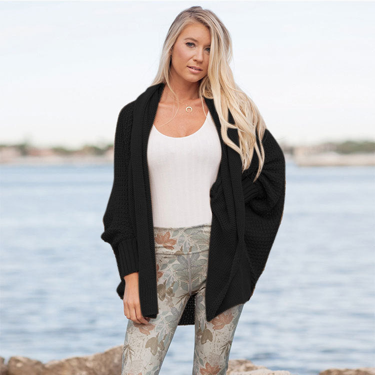 Streetwave Womens Oversized Soft Knit Chunky Cardigan For Women With Deep V Neck And Voluminous Sleeves