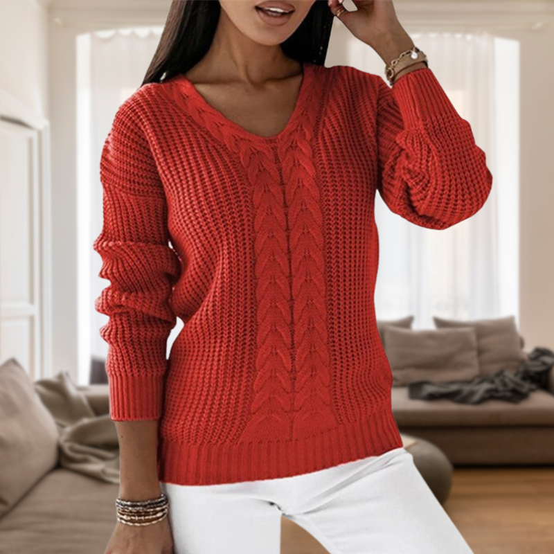 Street Wave Women V Neck Knit Sweater Cozy Warm Layering Essential For Everyday Casual Style