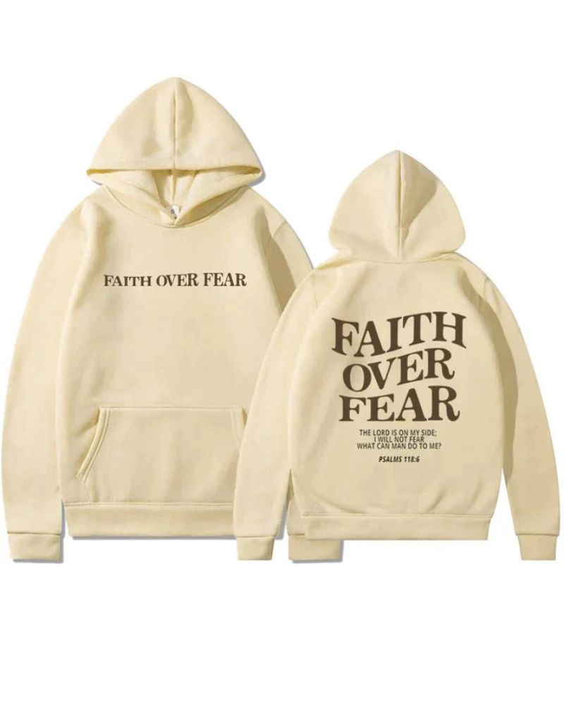 Faith Over Fear Hoodie By Streetwave Unisex Cozy Confidence Boosting Streetwear For Courageous Fans
