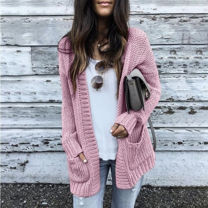 Streetwave Women Chunky Knit Cardigan With Pockets And Open Front For Effortless Style
