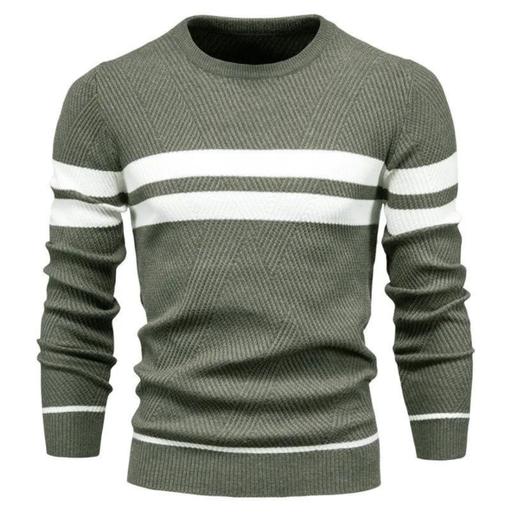 Street-wave Men's Wool Knit Sweater for Cold Weather - Hundred Percent Wool, Cozy Warmth, Classic Crew Neck