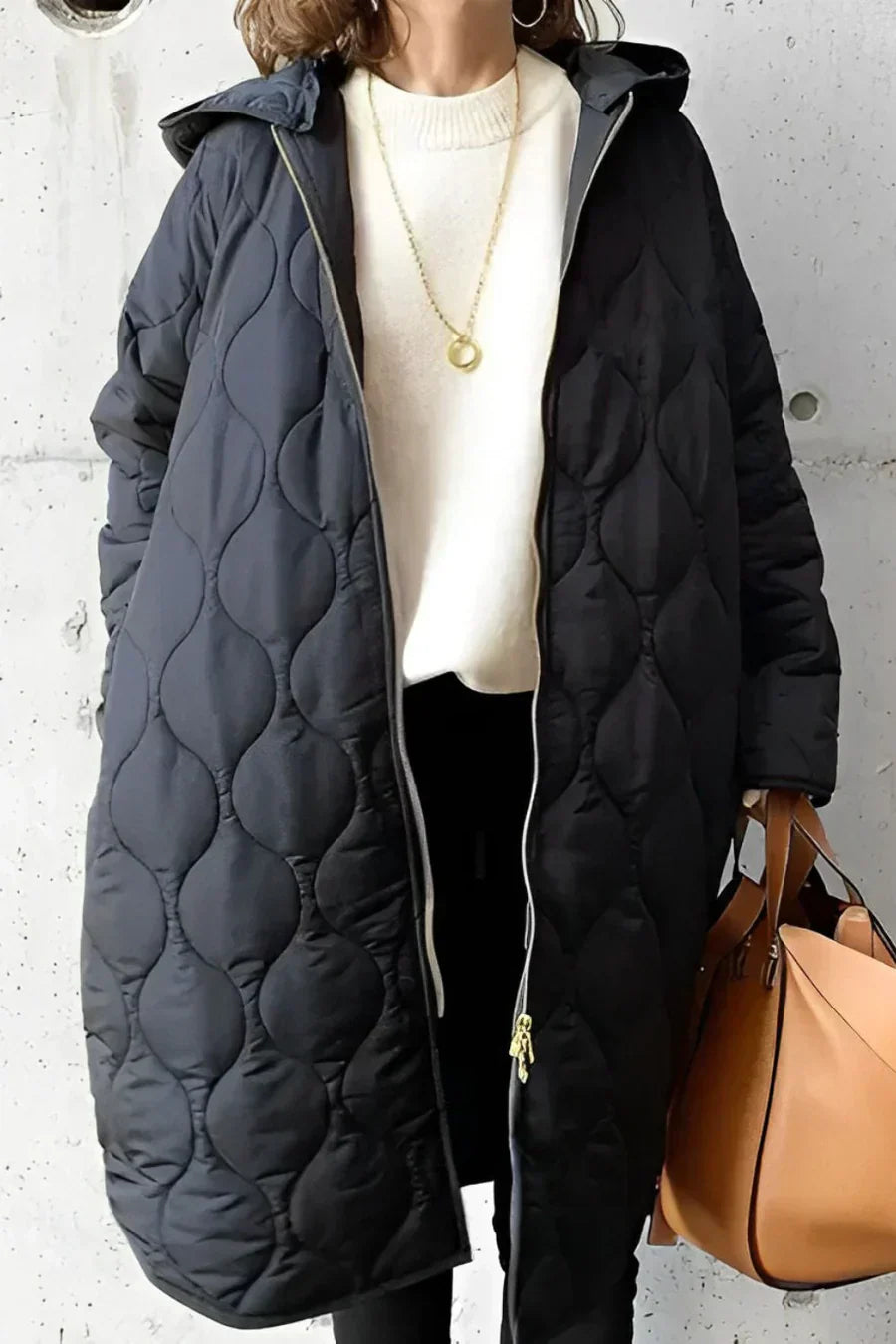 Street Wave Quilted Coat With Adjustable Hood For Women Cozy Outdoor Ready All Day Comfort