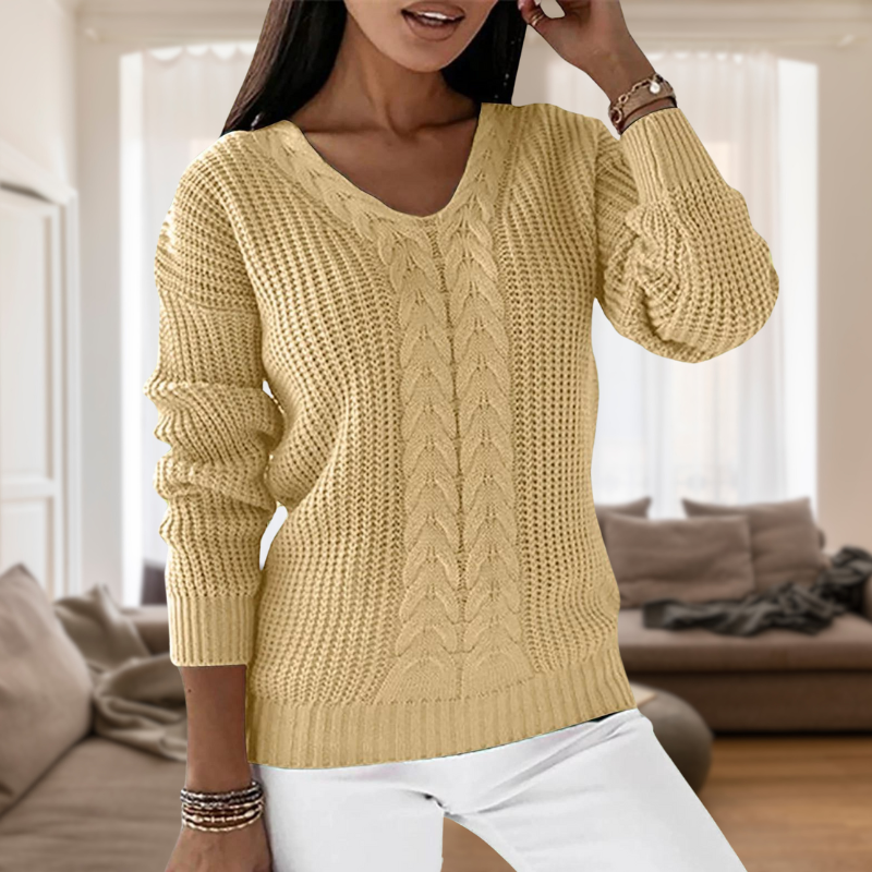 Street Wave Women V Neck Knit Sweater Cozy Warm Layering Essential For Everyday Casual Style