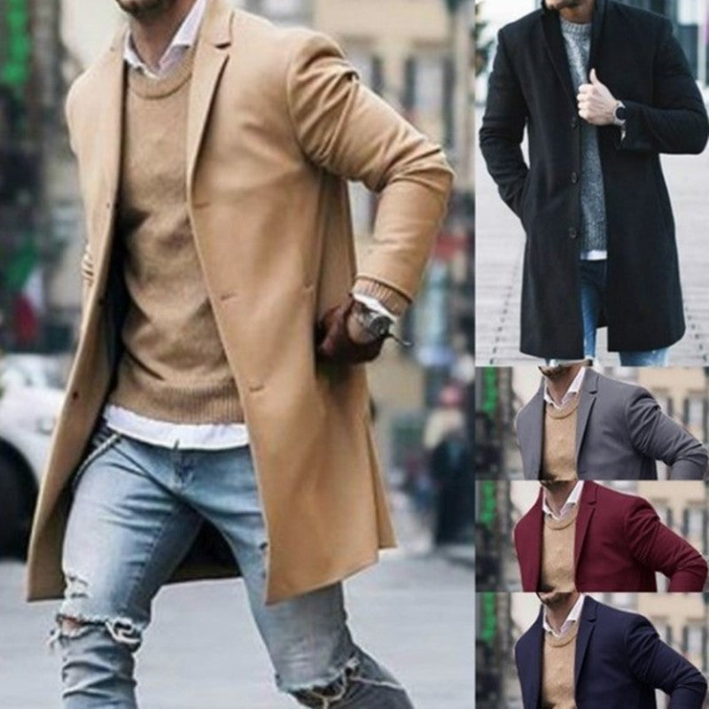 Street-wave Mens Tailored Long Coat For Elegant Fit And All Day Comfort In Urban Smart-Casual Style