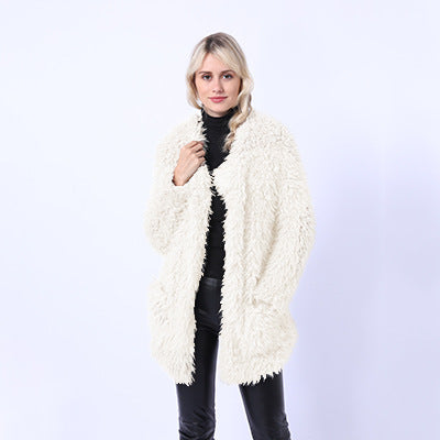 Streetwave Women's Fluffy Faux Fur Throw Coat With Pockets And Cozy Collar Soft Lining For Extra Warmth