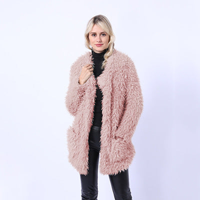 Streetwave Women's Fluffy Faux Fur Throw Coat With Pockets And Cozy Collar Soft Lining For Extra Warmth