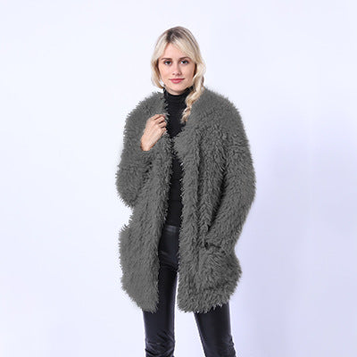 Streetwave Women's Fluffy Faux Fur Throw Coat With Pockets And Cozy Collar Soft Lining For Extra Warmth