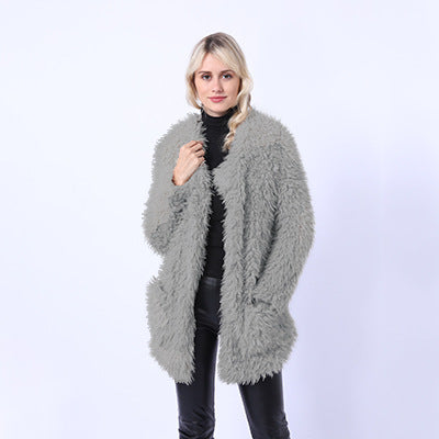 Streetwave Women's Fluffy Faux Fur Throw Coat With Pockets And Cozy Collar Soft Lining For Extra Warmth