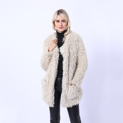 Streetwave Women's Fluffy Faux Fur Throw Coat With Pockets And Cozy Collar Soft Lining For Extra Warmth
