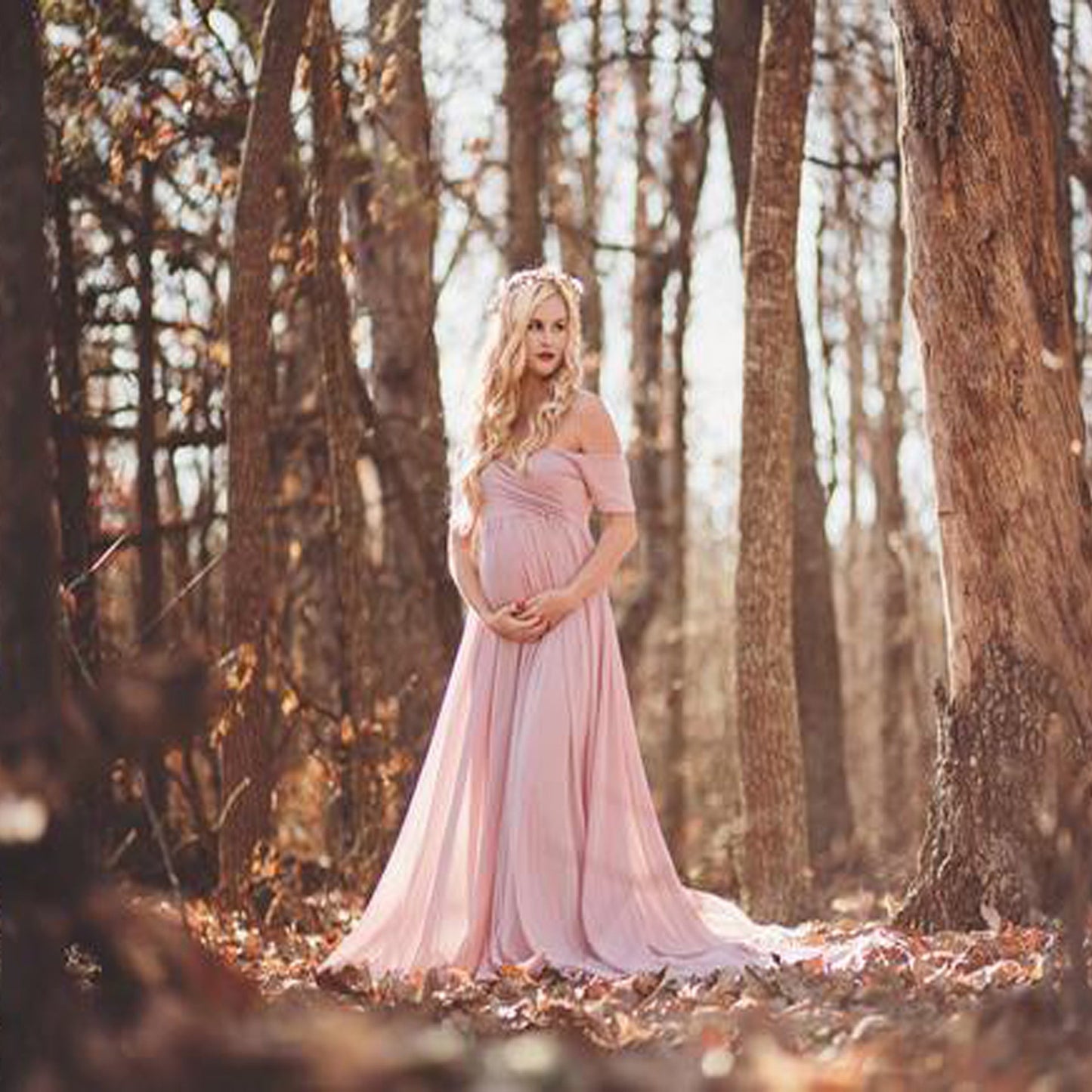 Street-Wave Maternity Gown With Wrap Closure For Moms-To-Be