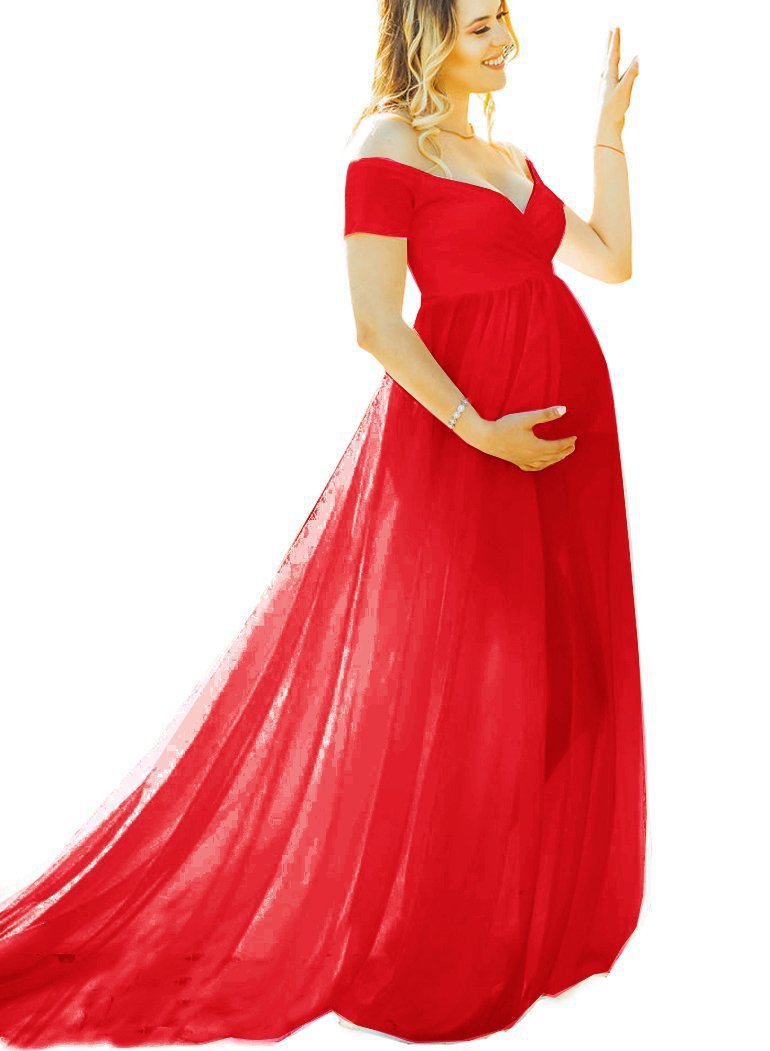 Street-Wave Maternity Gown With Wrap Closure For Moms-To-Be