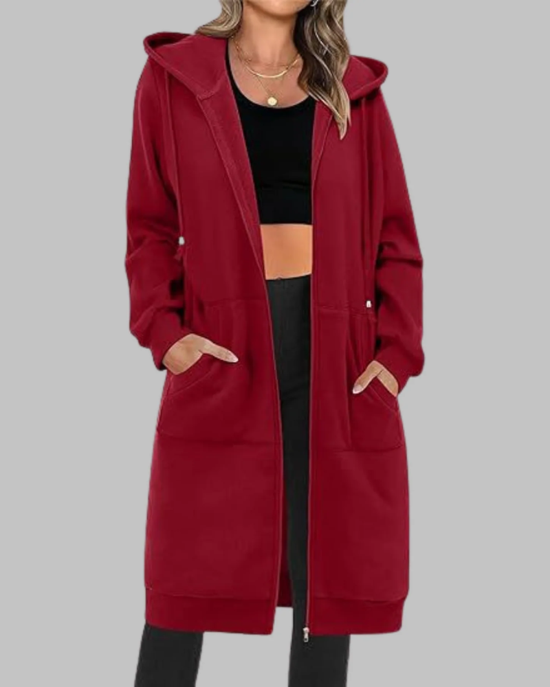 Streetwave Oversized Zip Up Long Jacket For Women Comfort And Layering Essentials