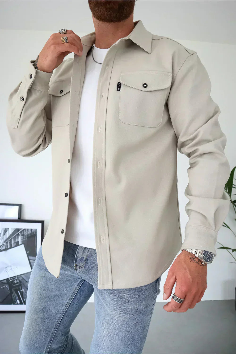 Street-Wave Mens Cotton Overshirt Relaxed Fit Breathable