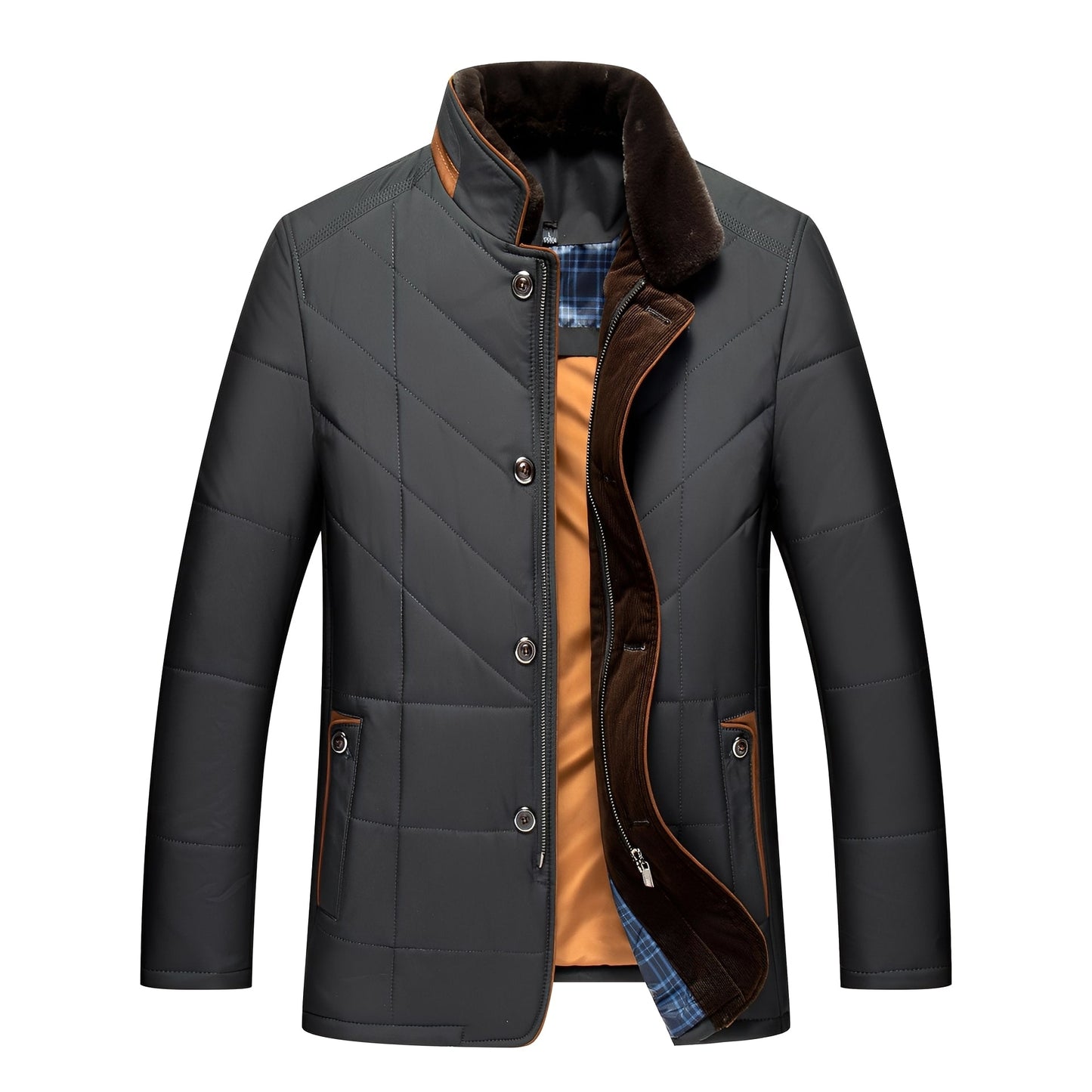 Street-wave Quilted Jacket For Men With Premium Comfort And Timeless Chevron Design